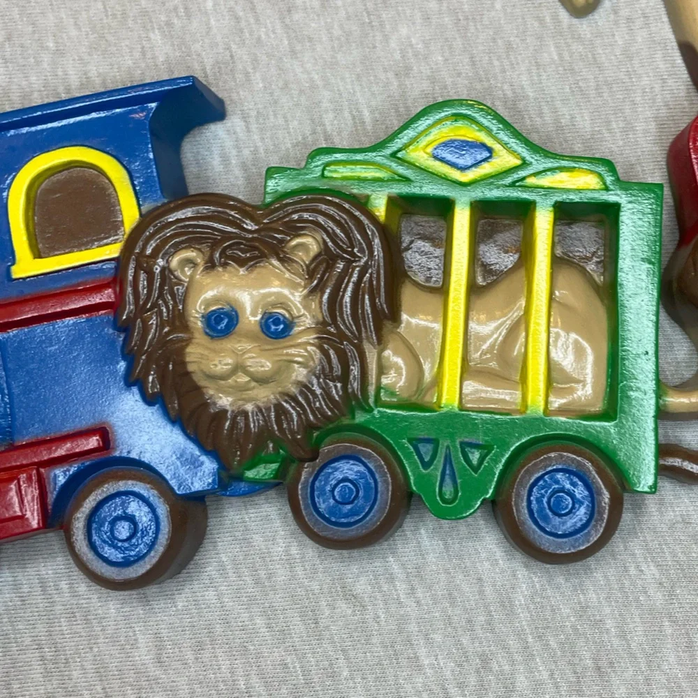 Vintage train decor Burwood USA made wall plastic children decor hanging circus